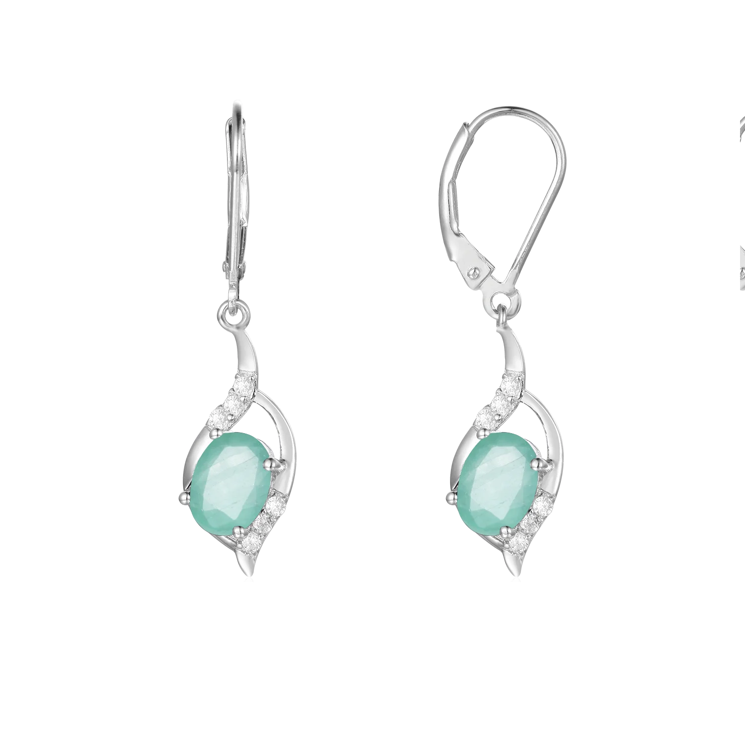 Abiding 925 Sterling Silver Statement Fine Jewelry Emerald Gemstone Drop Earrings Women for Bridal Wedding