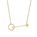 Stainless Steel Necklace Women Chocker Imitation Pearl and Ball Choker Necklace Gold Color Necklaces Pendants