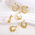 Fashion Personality Exaggerated Irregular Earrings Geometric Curved C Shape 18K Gold Plated Circle Hoop Pearl Stud Earrings