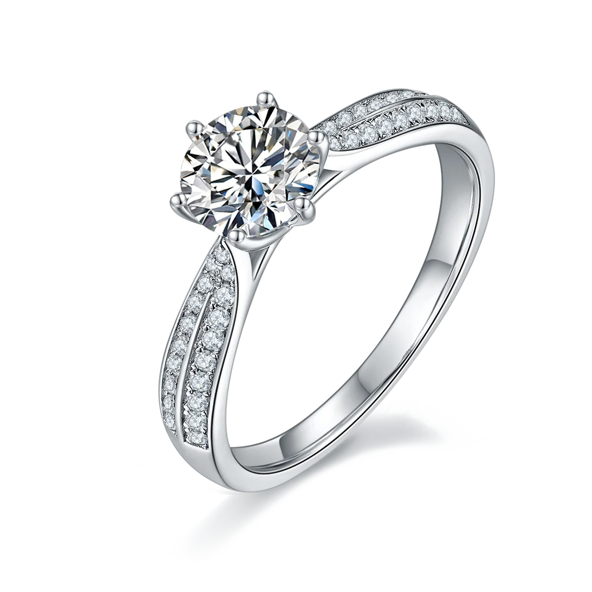 High Quality White Gold Plated Wedding Ring Moissanite Band Ring 925 Sterling Silver