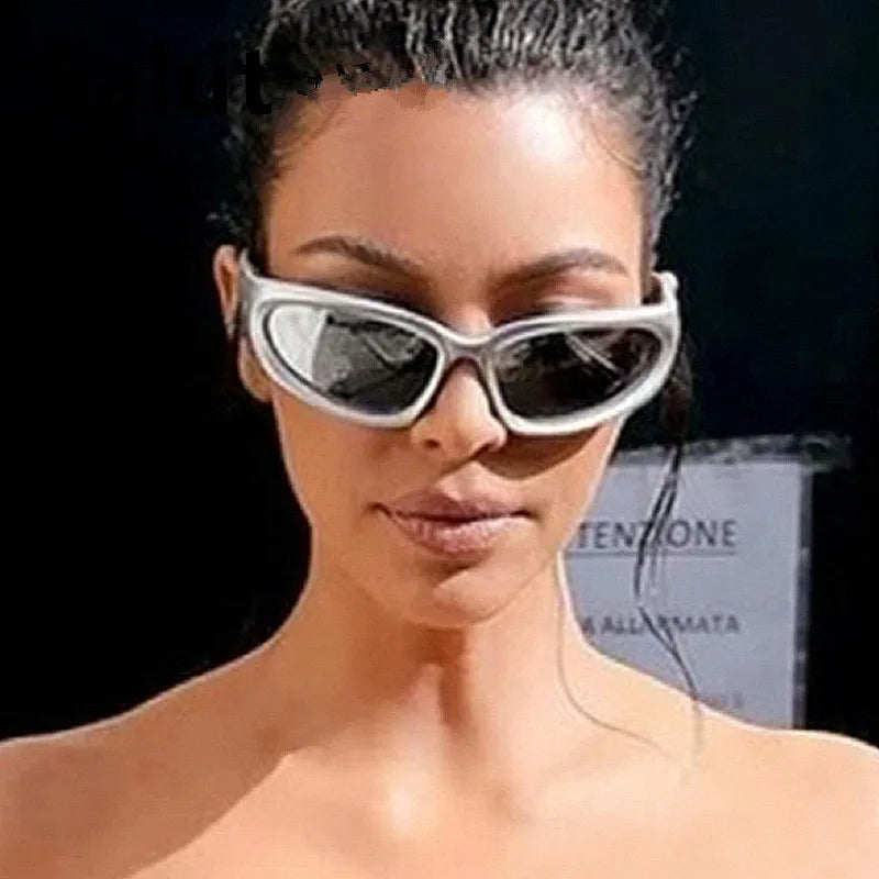 Logo Custom 2025 Fashion Retro Men Steampunk Driving Cycling Goggles Silver Mirror Lens Y2K Sports Sunglasses Women