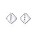 Simple Tiny 925 Sterling Silver Micro Inlay Cubic Zircon Minimalist Square Shape Stud Earrings for Women