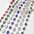 Luxury Large Glass Oval Rhinestone Diamond Trim Sew on Crystal Silver Metal Cup Chain DIY Dress Belt Garment Jewelry Making