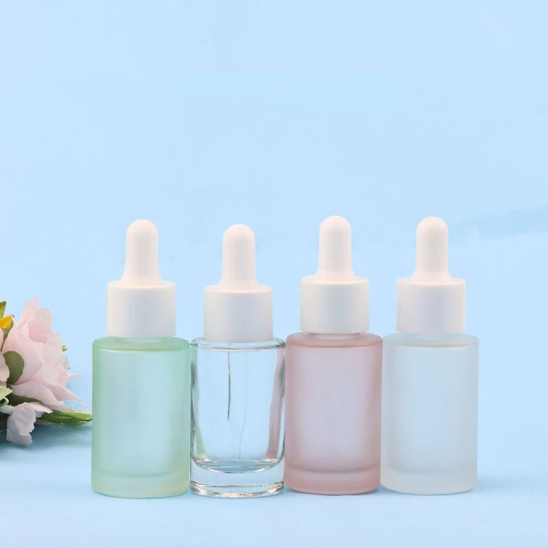 Luxury Skincare Packaging 30ml Slant Shoulder Glass Dropper Bottle Frosted  Serum Cosmetic Oil Glass Bottle