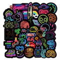 50Pcs Fashion Neon Lights VSCO Logo Decorative Stickers for Notebook Laptop Waterproof Vinyl Black Decor Sticker