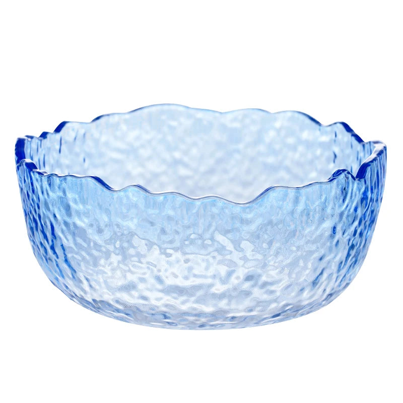 Creative Bar KTV Commercial Dessert Fruit Bowl Hammer Pattern Glacier Salad Bowl Japanese Glass Large Salad Bowl