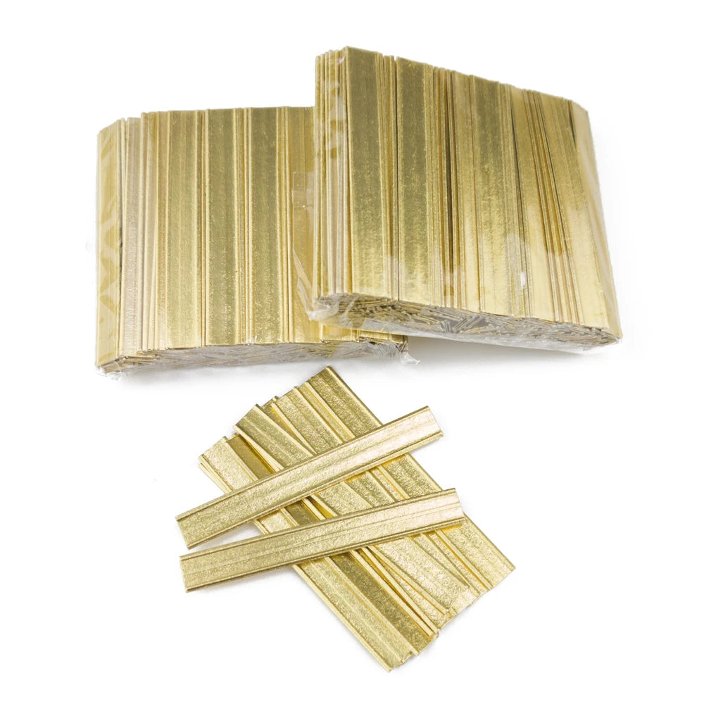 Golden Paper Coated Double Wire Twist Ties 8mmX6.5cm for Candy Chocolate Packaging Custom Sizes Available