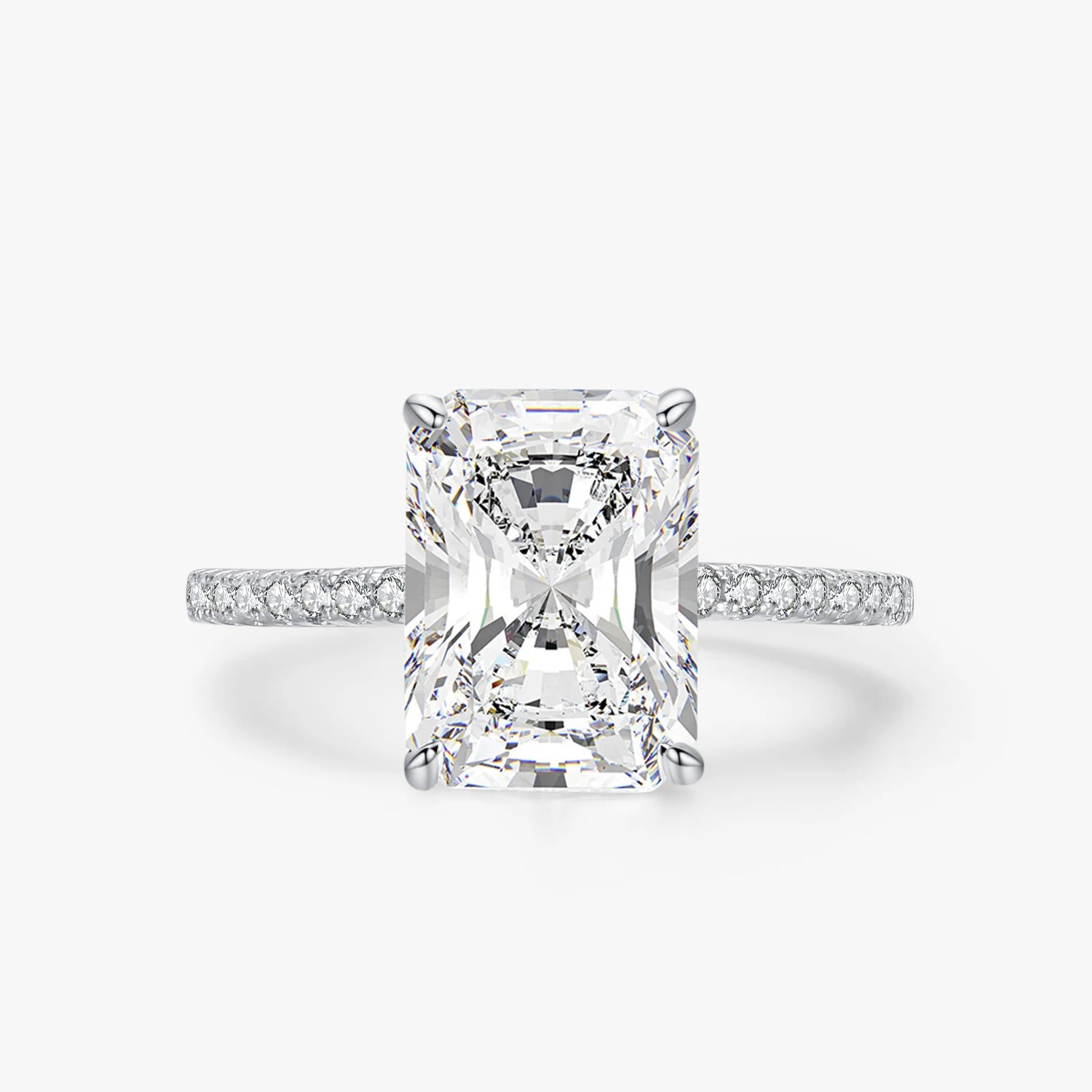 Ailmay Trendy 925 Sterling Silver Luxury Redian Cutting Rectangle 5A Zirconia Rings for Women Wedding Engagement Jewelry Gift