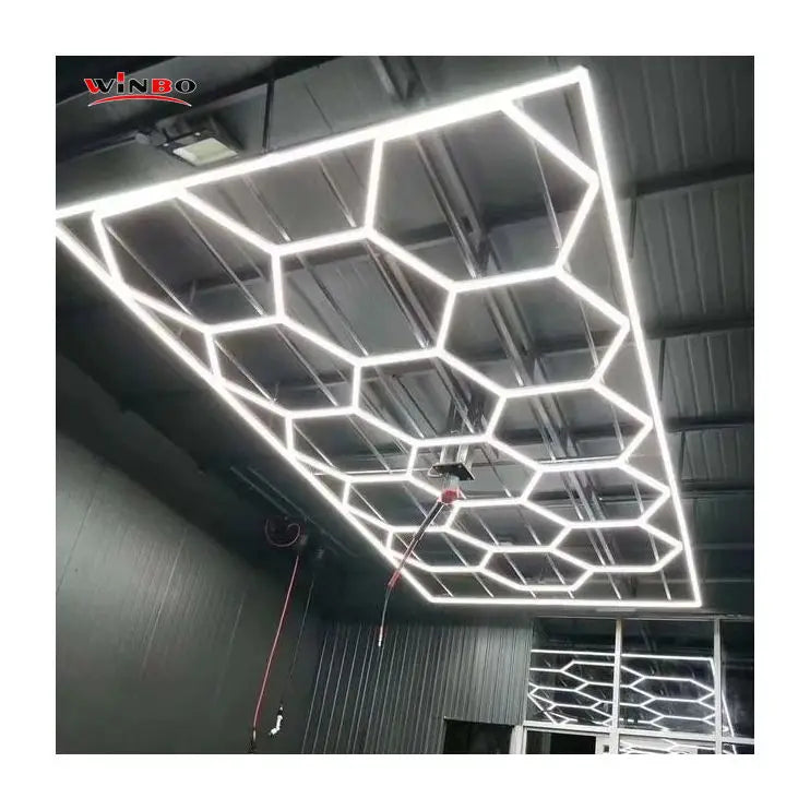 Garage Hexagrid Led Light 110v-240v Honeycomb Ceiling Lamp Garage Hexagrid Led Light 4.8x2.4m  Light Hexagon for Ceiling Lamps