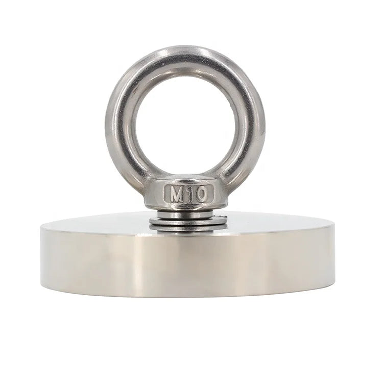 170KG 380LBS N35 D67mm Single Side Countersunk Hole Round Neodymium Fishing Magnet with Eyebolt