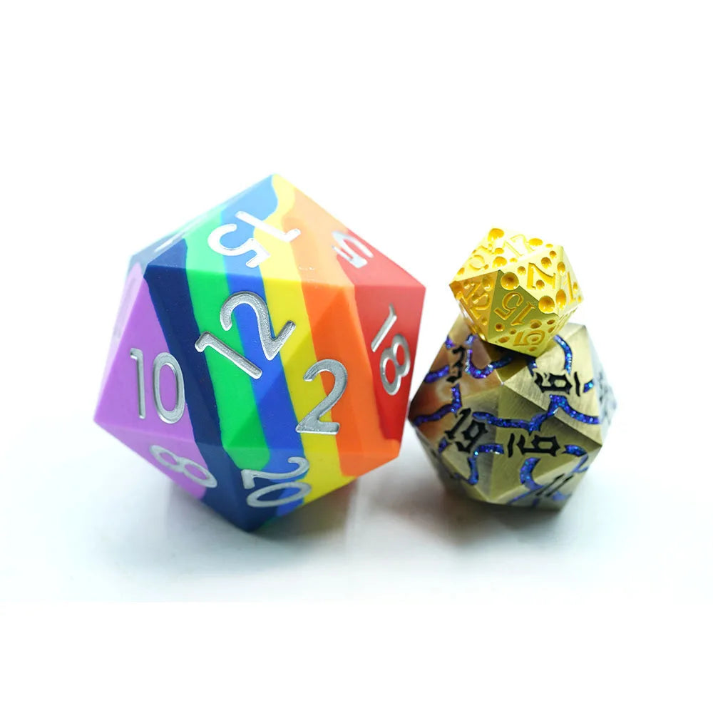 Polyhedral Silicone Single Die Premium Quality 33MM rainbow ColorfuL Single Dice With Sliver Number