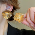Wholesale Korean Gold Silver Plated Hollow Rhinestone Flower Stud Earrings for Women Party Jewelry