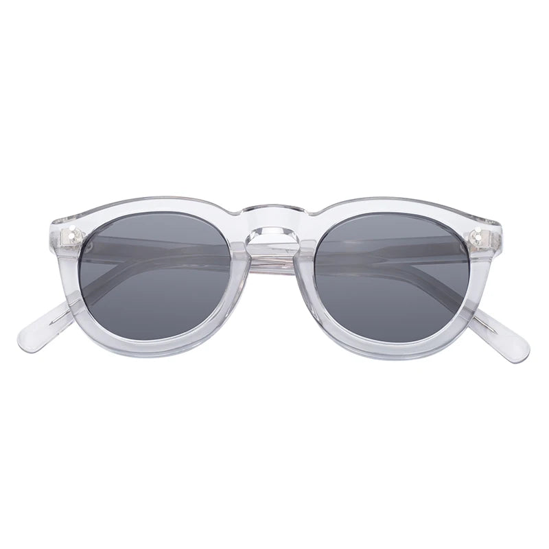 Custom Made Cheap Round Men Women Light Gray Lens Shade Acetate Sunglasses