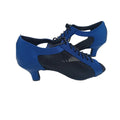 Evkoodance Brand New Arrival Women's Latin Dance Shoes Blue Suede Sole with Low Heel Professional Jazz Teacher's Shoes for Girls