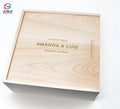 JUNJI Modern Minimalist Large Wood Personalized Keepsake Photo Wedding Wood Gift Box