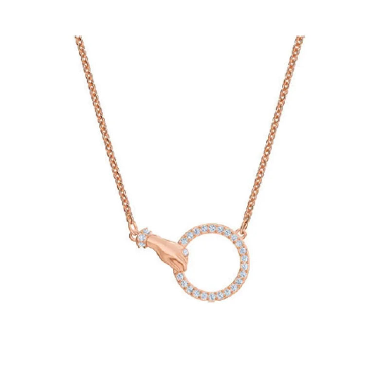 Fashion Crystal Women's Symbolic Love Necklace Circle Hand Chokers Wholesale