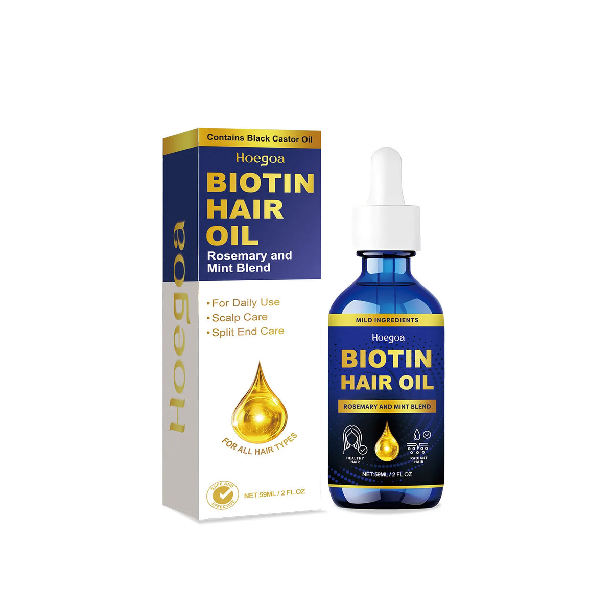 HOEGOA Private Label Biotin Rosemary Mint Scalp and Hair Growth Oil