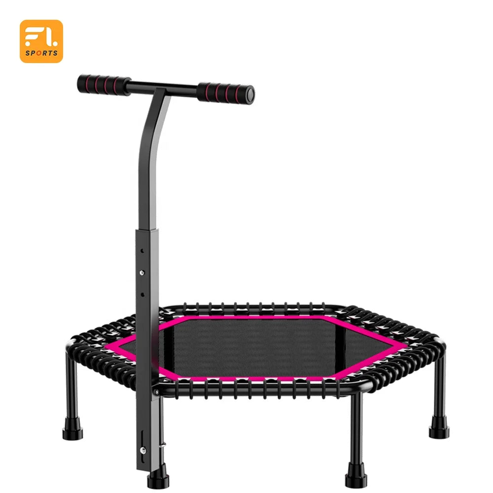 FULI Indoor Kids Trampoline with Adjustable Handrail and Safety Padded Cover Adjustable for Boys and Girls