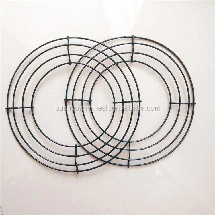 8 Inch Artificial Flowers and Wreaths Decorative 4 Coils Wreath Frame Dark Green Iron Wire 2.3mm Diameter Wreath Ring