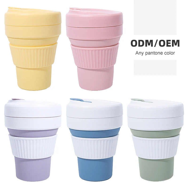 Custom Logo Material 450ml 16oz Travel Mug With Lid Silicone Sleeve or Cork Reusable Keep Silicone Coffee Cup