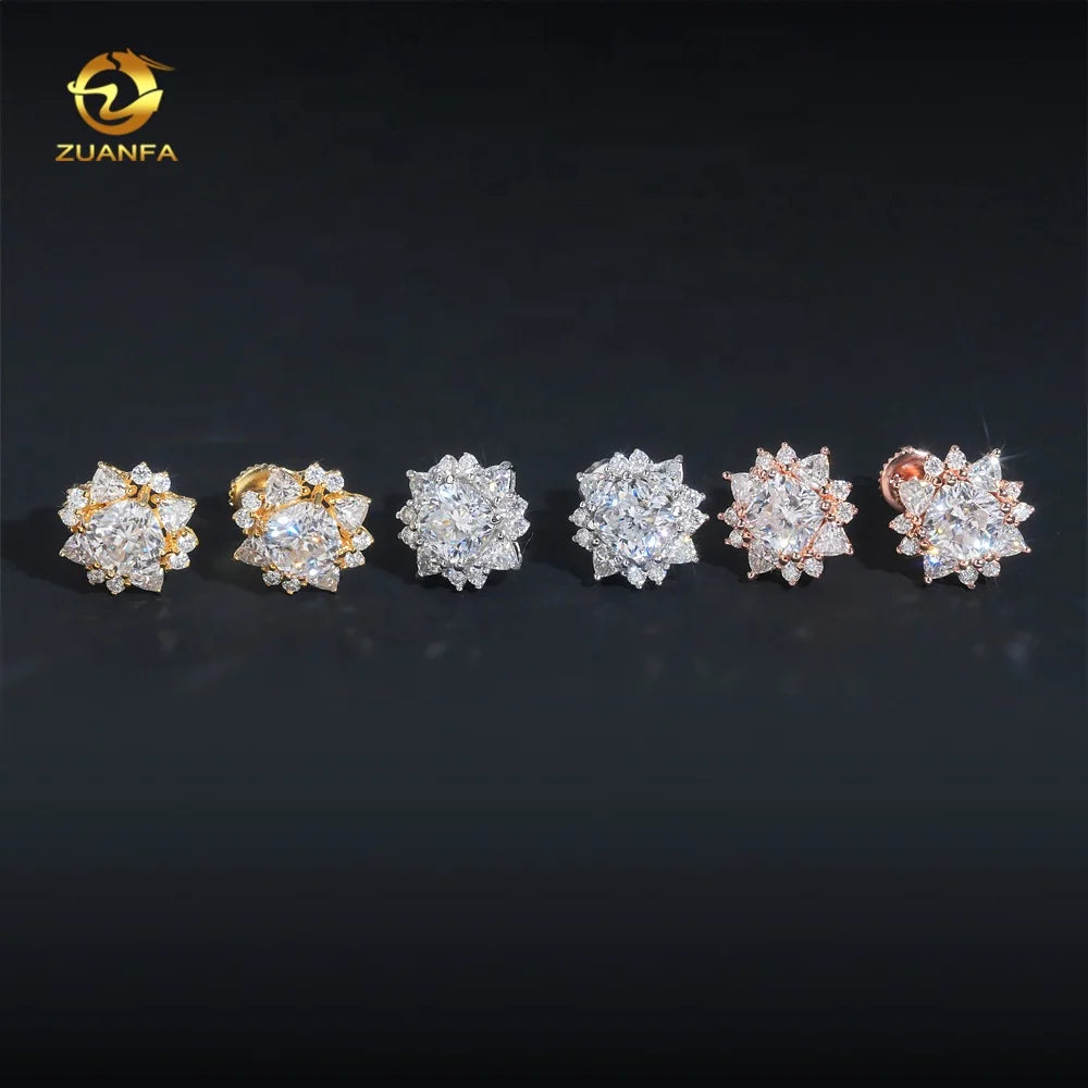 Fashion Silver Cushion Cut Diamond VVS Hip Hop Moissanite Screw Back Earrings for Men