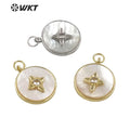 WT-JP287 WKT Personalized and Lovely Flower Patchwork Zircon Pendant Mother Pearl Round Pendant Necklace Nice Jewelry Lady