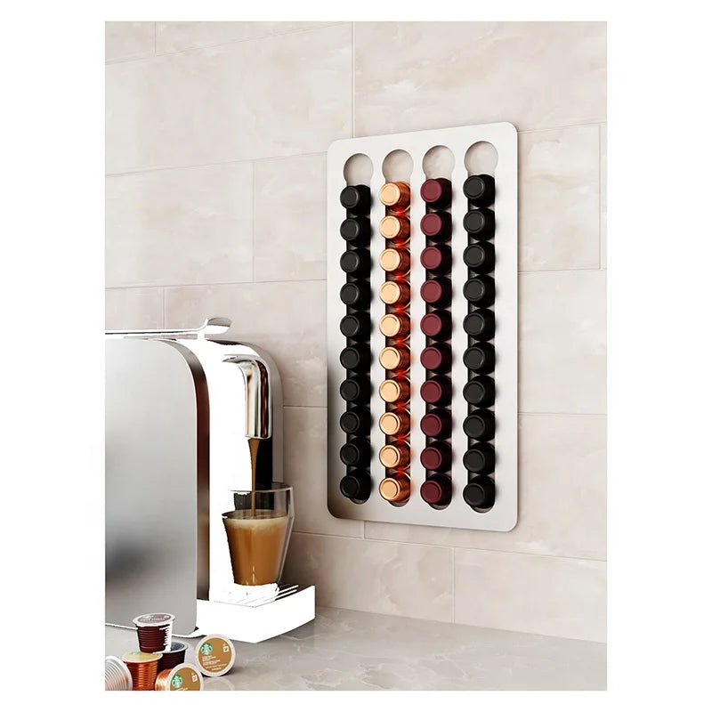 Custom Adhesive Magnetic Wall Mounted K Cup Nespresso Coffee Pod Storage Vertuo Capsule Holder
