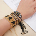 Boho Ethnic Style Multi-layer Beaded Miyuki Seed Bead Weaving Eye Star Beaded Bracelet Set for Women Men