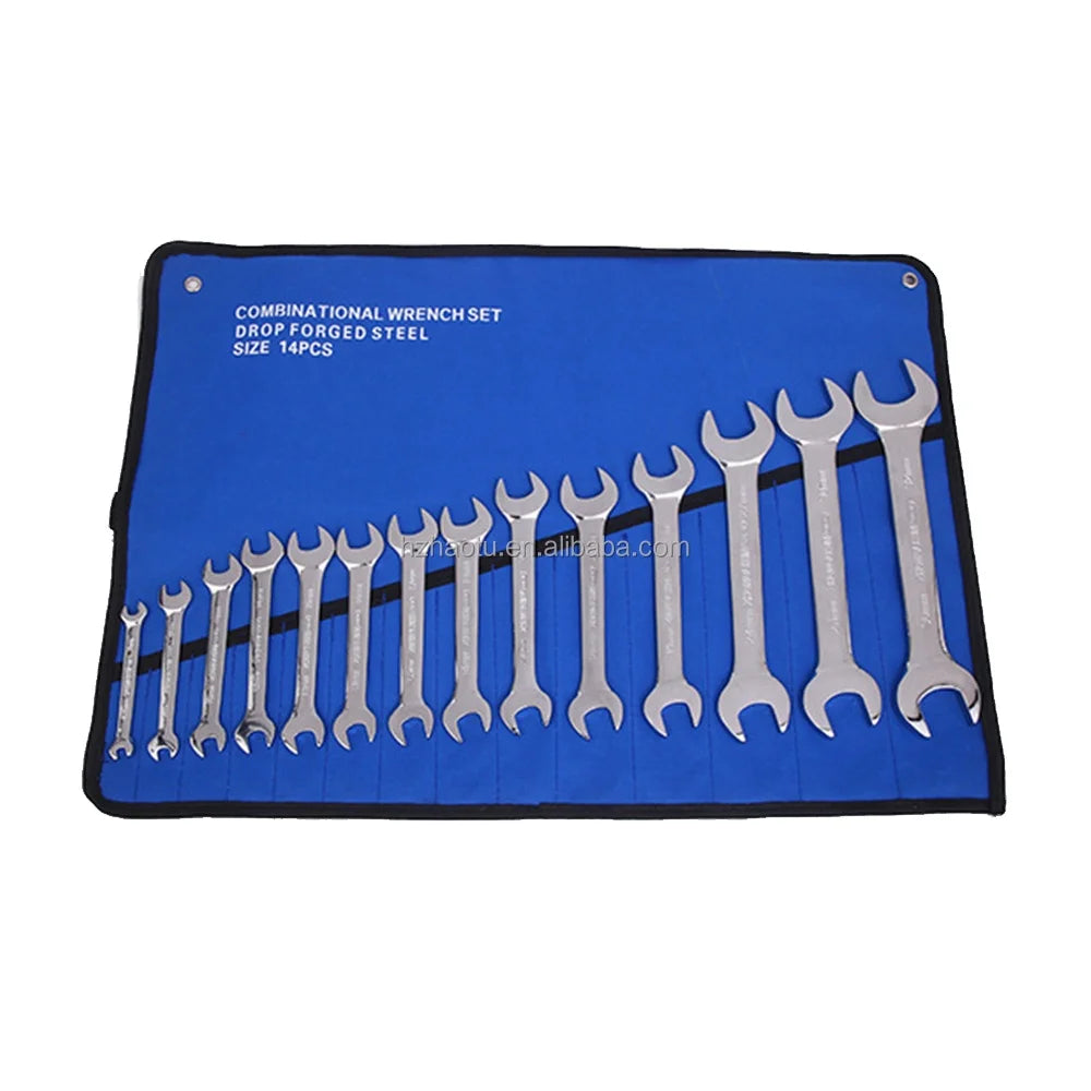 Double Head Open End Chrome Plated Carbon Steel Wrench Spanner Set