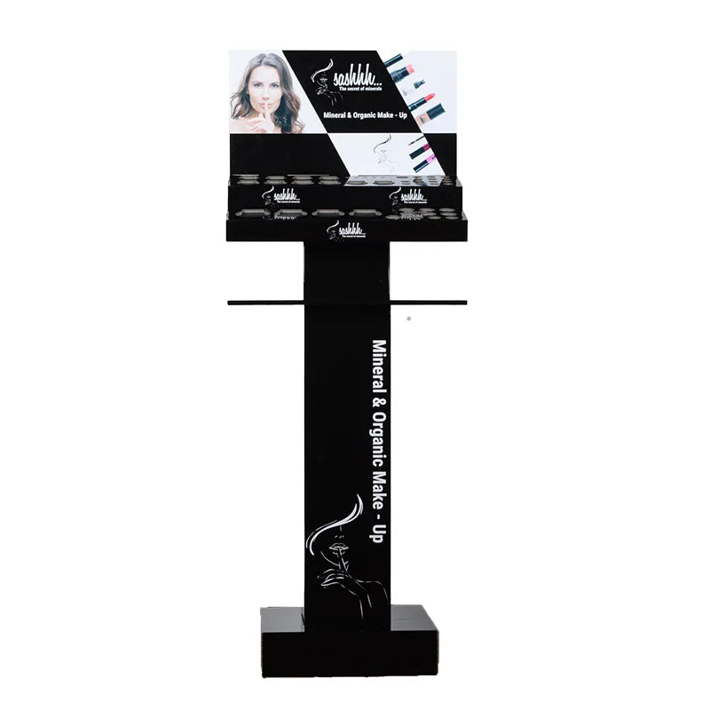 Customized Cardboard Corrugated Display Rack Makeup Counter for Lipstick and Eyelash Tier Cosmetic Product Stand