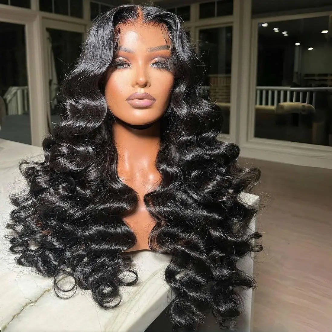 Loose Wave 13*6 Frontal Human Hair Wigs Natural Black Heavy Density Remy Hair HD Straight 360 Full Lace 7x7 Closure 4C Hairline