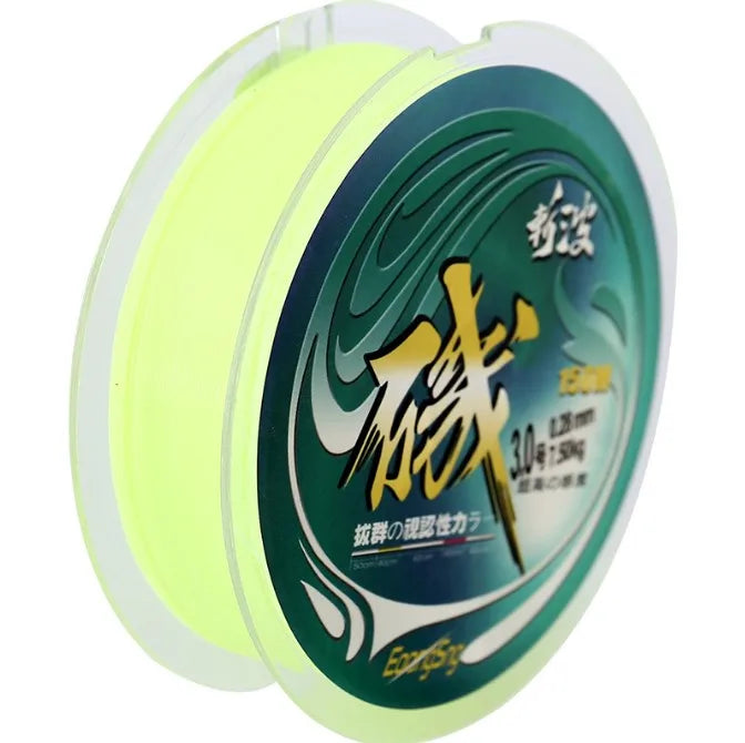 SNEDA 2024 New Design 150m Fluorocarbon Coating Nylon  Fishing Line Pro Class Fluorescent Yellow Fishing Line