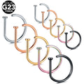 Wholesale Titanium Faux Nose Hoop Piercings D Shaped Tragus Helix Earring Hoop Nose Septum Ring Nostril Nariz Stud Jewelry