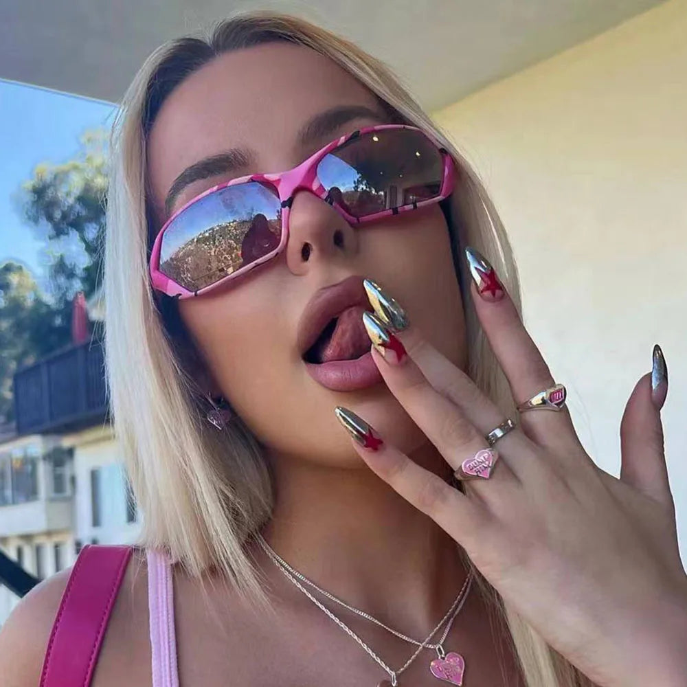 Fashion Retro 2023 Wholesale Outdoor Sports Sunglasses Men Women Cycling Shades Candy Color Gradient Rectangle Small Sunglasses