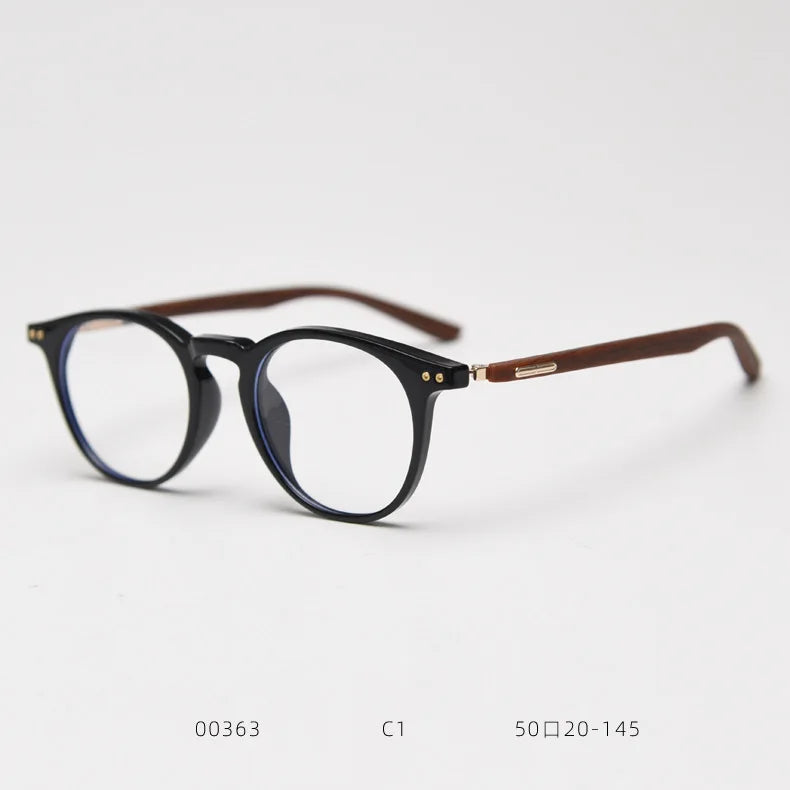 Retro Eyeglass Frame With Wood Can Be Paired With Anti Myopia Blue Light Fashionable Circular Frame for Both Men and Women