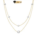 RINNTIN GPN31 Fine Jewelry 14K Gold Plated Double Layers Pearl Necklace 925 Sterling Silver Freshwater Pearls Necklace