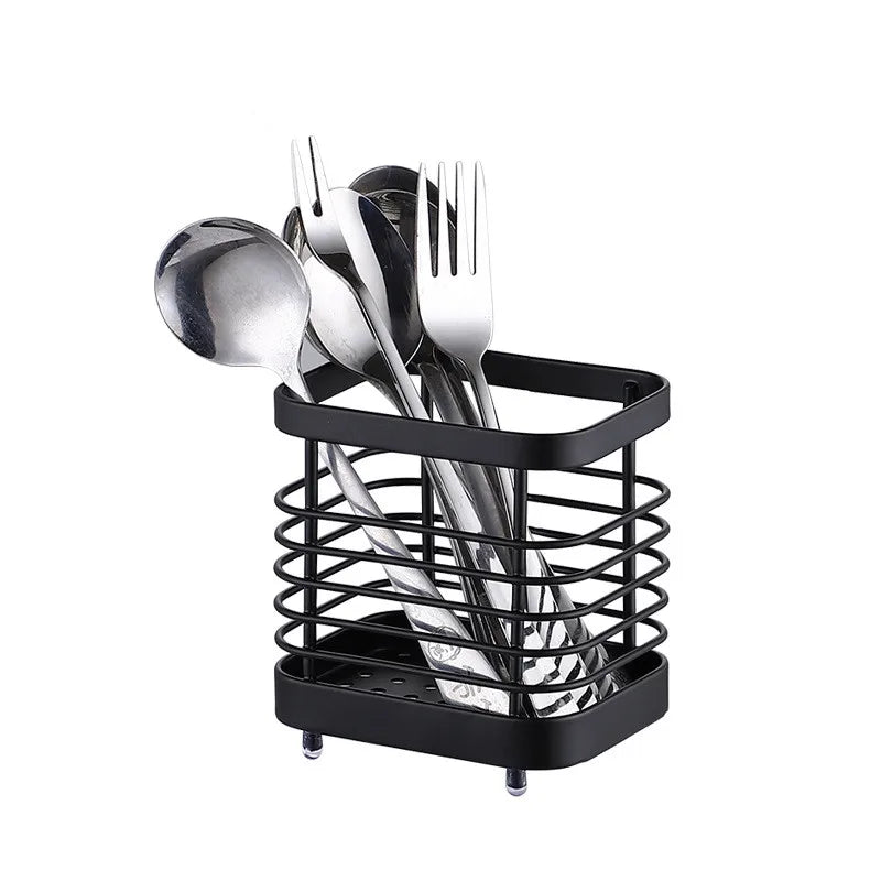 Stainless Steel Kitchen Cutlery Utensil Holder Flatware Storage Box Organizer Metal Cooking Tools Conveniencer