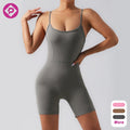 Low Neck Padded Push up Dancing Short Bodysuit Adjustable Straps Patchwork Slim Fit Women's Yoga Jumpsuit