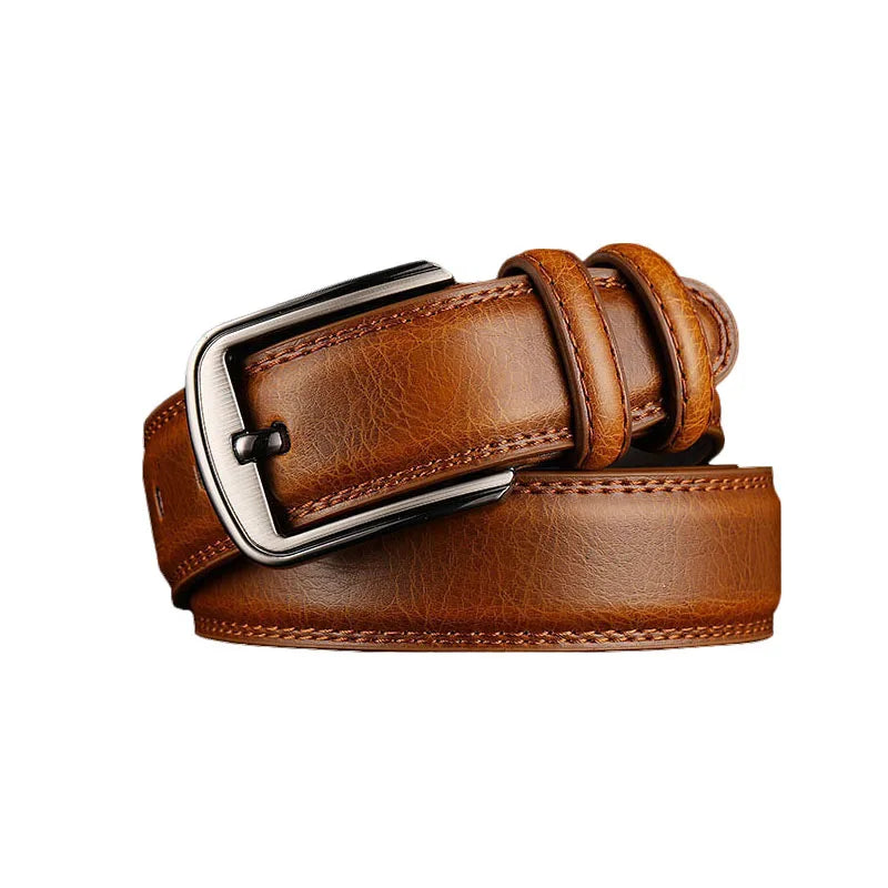 Stock Men's Casual Belt Cowhide Leather Belt Alloy Buckle Leisure Stylish Fashion Genuine Split Leather Tactical Belt