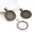 20mm Inner Size Antique Silver Plated  Bronze Classic Style Cabochon Base Setting Charms Pendant Blank Bezel Trays