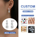 High Jewellery 925 Sterling Silver 3 Stone Round Moissanite Diamond Square Long Fine Earrings