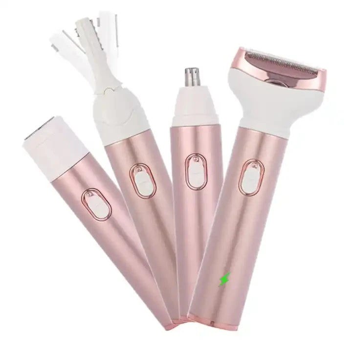 Women's 4-in-1 Electric Epilator for Face & Body Painless Facial Hair Removal Bikini Eyebrow Nose Trimmer for Car & RV