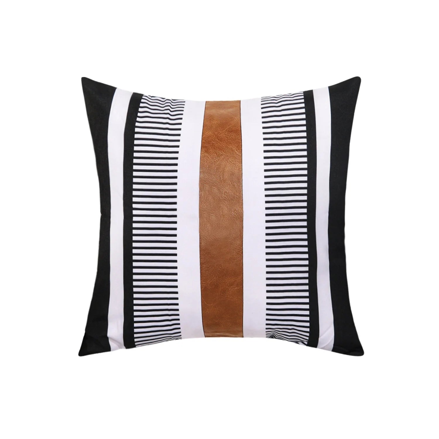 Farmhouse Throw Pillow Covers for Couch Sofa Decorative Faux Leather Square Cushion Cover Tribal Stripe Accent Pillow Case