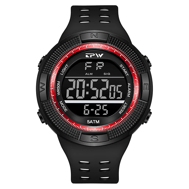 Customizable Men's Digital Sport LED Watch Luminous Alarm Feature for Outdoor Sports by Numrique
