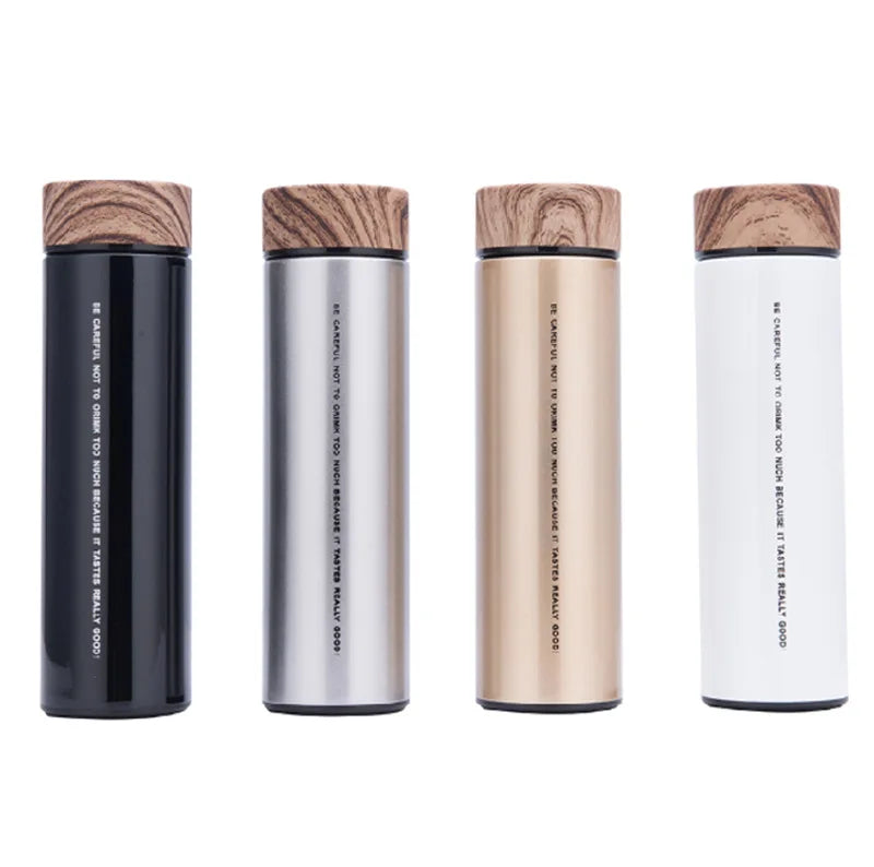 FX Factory 500ml Classic Straight Water Bottle Double Wall Stainless Steel With Wooden Lids Fashion Hot Sale