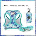 Custom Label Breathable Dog Harness Reflective  Dog Walking Leash Camouflage 3-Piece Set Dog Harness