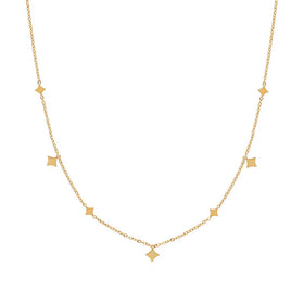 Wholesale Fashion Jewelry Stainless Steel Waterproof 18K Gold Plated Initial Chain Little Stars Simple Necklace
