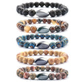 2022 New Men Hand Jewelry Manufacturers Wholesale 8mm Gemstone Natural Tiger Eye Lava Stone Beads Hematite Charm Bracelet