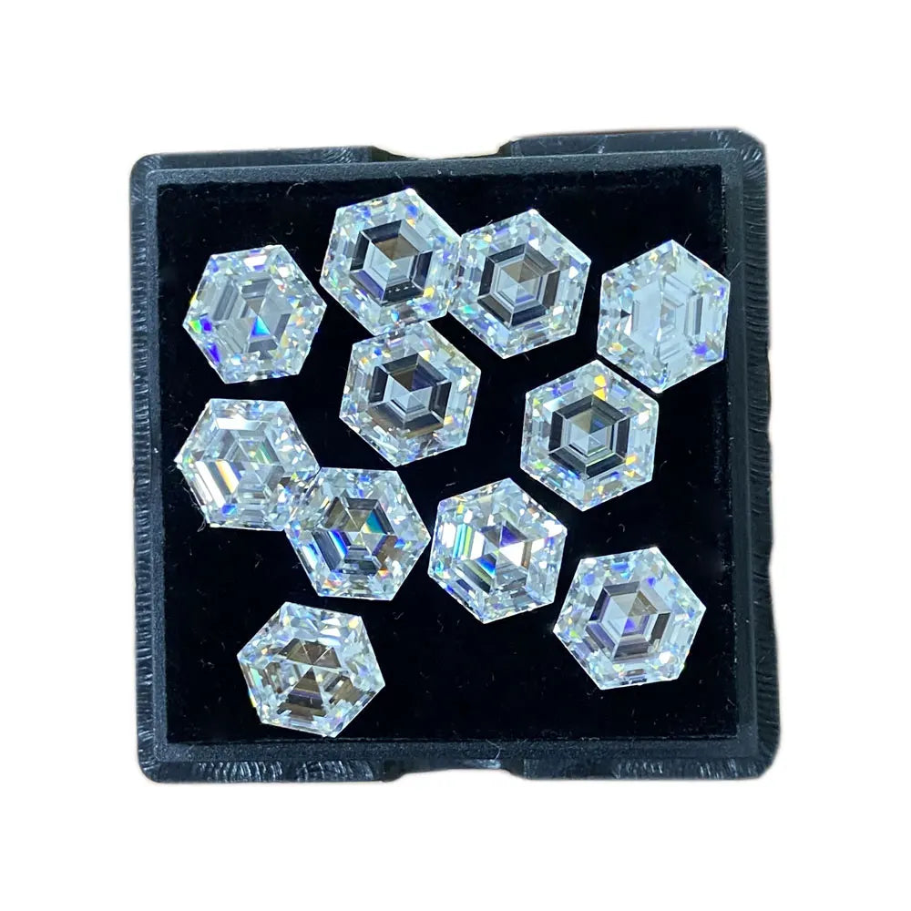 Hexagon Shape White D VVS Synthetic Moissanite Diamond Stone Lab Create Baguette Cut Gemstone