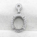 Sterling Silver 6*8/7*9/8*10/9*11/10*12/10*14/12*16mm Semi Mount Pendant Frame Blank Setting S925 Without Center Stone for Inlay